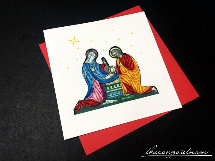 Thiệp giáng sinh quilling con Chúa Giáng sinh