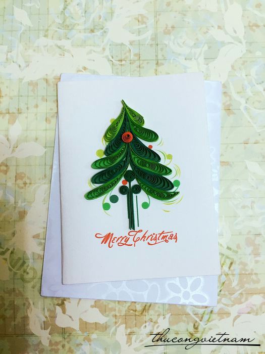 Thiệp giáng sinh quilling cây thông mẫu 3