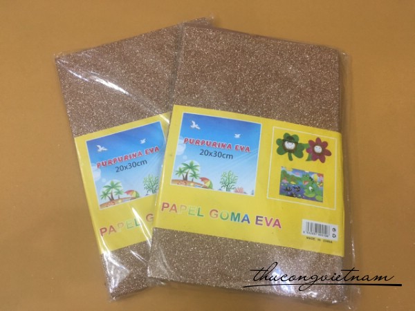 Mút xốp kim tuyến màu vàng đồng