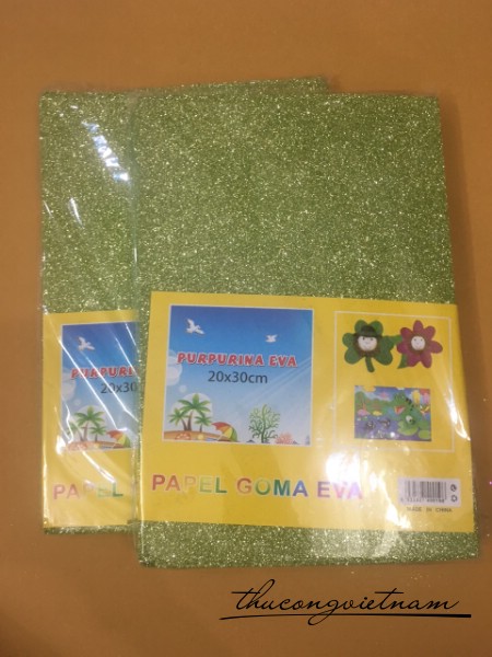 Mút xốp kim tuyến màu xanh lá mạ