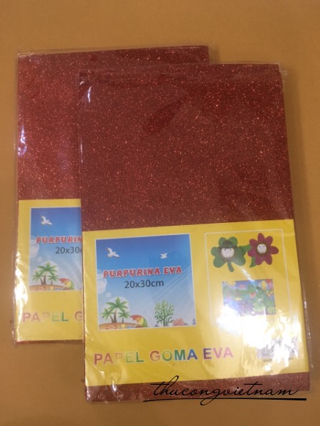Mút xốp kim tuyến màu đỏ