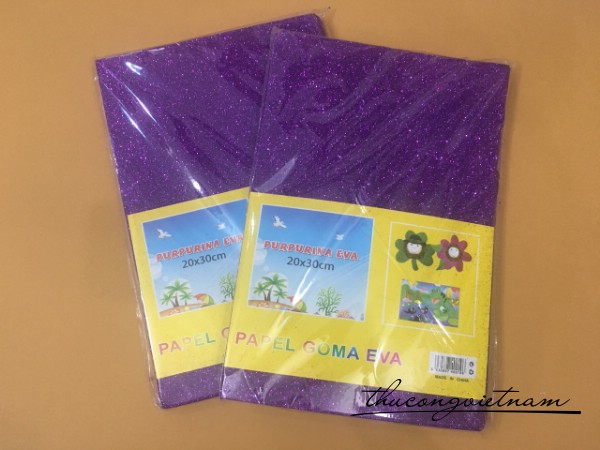 Mút xốp kim tuyến màu tím