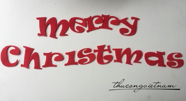 Chữ Merry Chirstmas mẫu 8 màu đỏ
