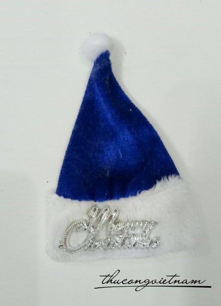 Nón noel 9cm màu xanh dương