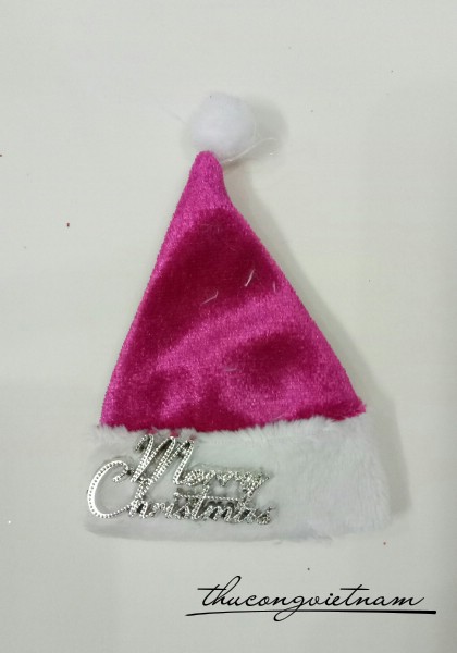Nón noel 9cm màu hồng