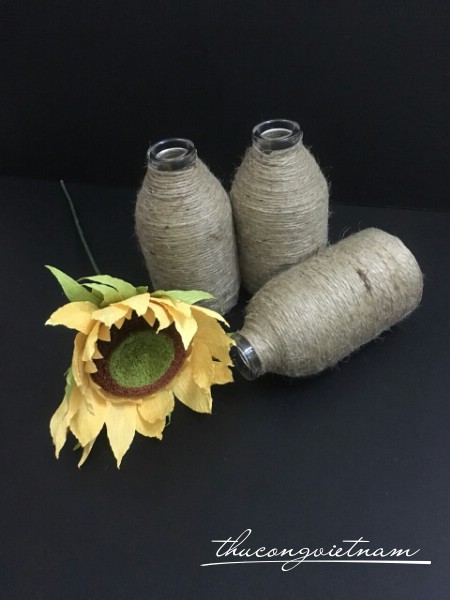 Lọ thủy tinh 13cm quấn dây thừng