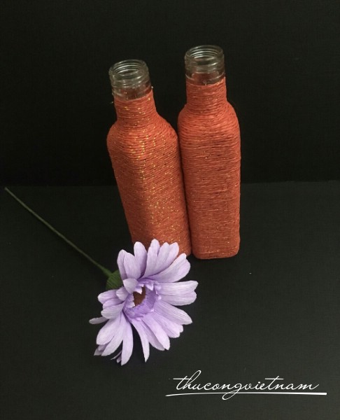 Lọ thủy tinh 21cm quấn dây giấy