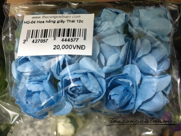 Hoa hồng giấy thái màu xanh dương