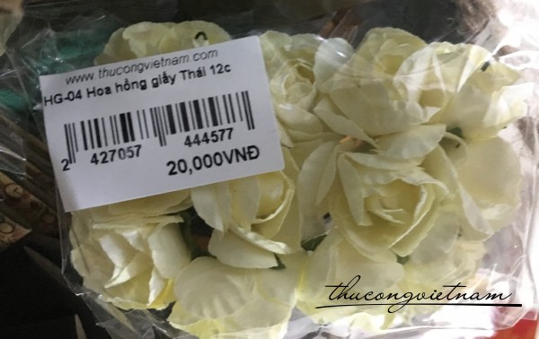 Hoa hồng giấy thái màu kem