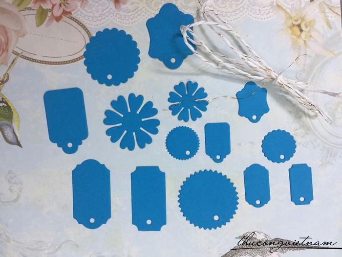 Bộ tag giấy màu xanh dương