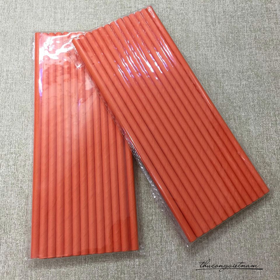 Ống hút giấy màu cam