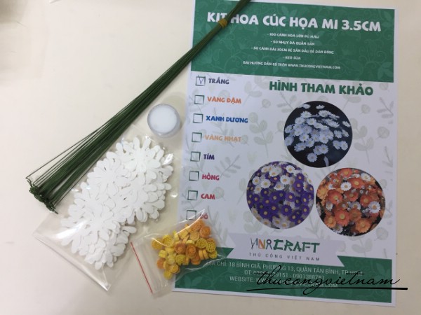 Kit hoa cúc họa mi 3.5cm màu trắng