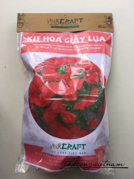 Kit làm hoa giấy lụa màu đỏ
