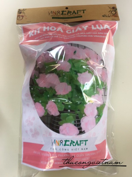 Kit làm hoa giấy lụa màu hồng nhạt
