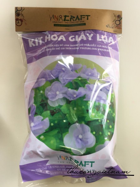 Kit làm hoa giấy lụa màu tím đậm