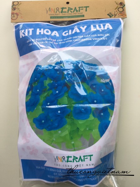 Kit làm hoa giấy lụa màu xanh dương