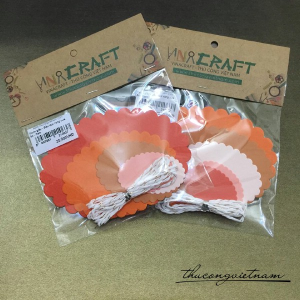Bộ tag giấy oval răng cưa màu cam