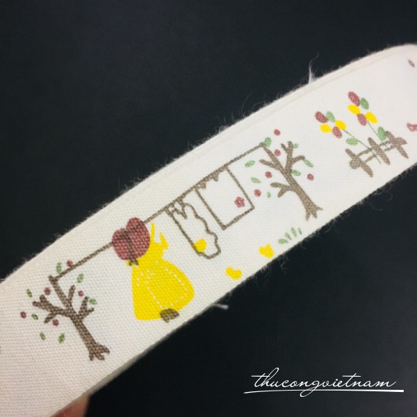Ruy băng cotton in hình em bé và khu vườn