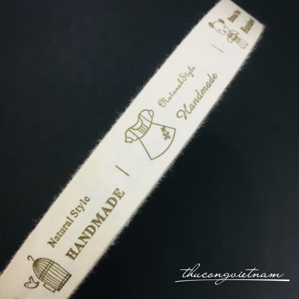 Ruy băng cotton in hình handmade mẫu 3