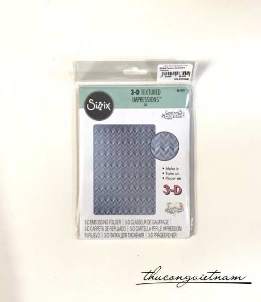 661949-Khuôn cắt Sizzix Embossing Folder 3D Geometric chevrons