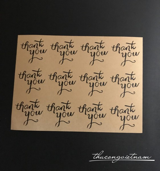 Sticker Thank You thư pháp kraft