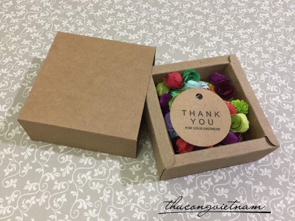 Hộp quà kéo giấy kraft 6.5x6.5x3cm