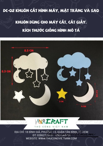 DC-02 Khuôn cắt hình mây, mặt trăng và sao