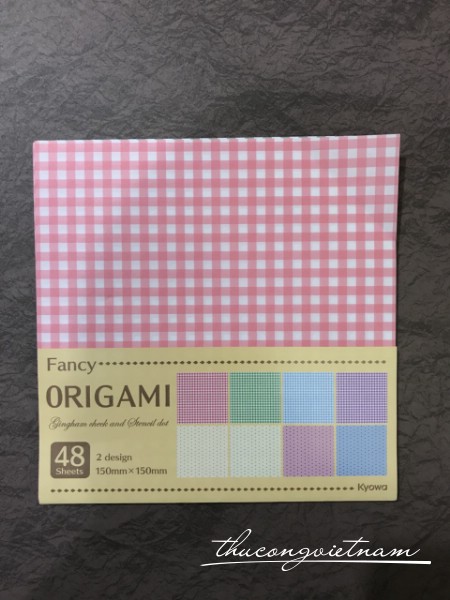 Giấy origami gingham check and stencil dot 48 tờ