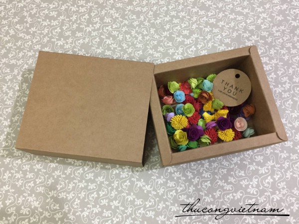 Hộp quà kéo giấy kraft 15x15x3cm