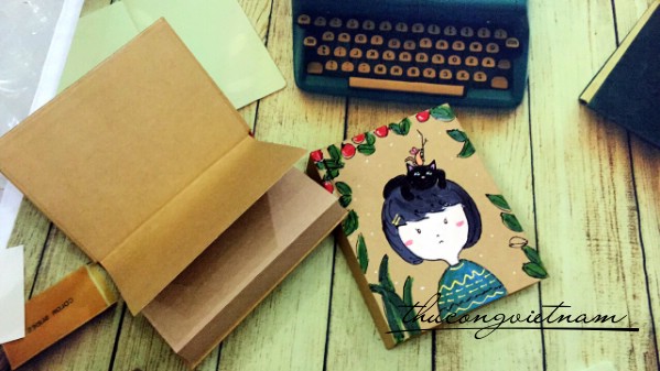 Sổ vẽ tay Cô gái và mèo mẫu 3