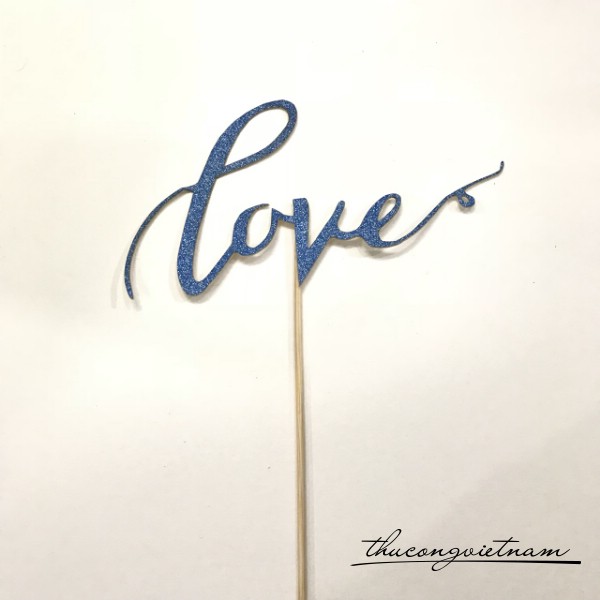 Cây ghim chữ kim tuyến Love xanh dương