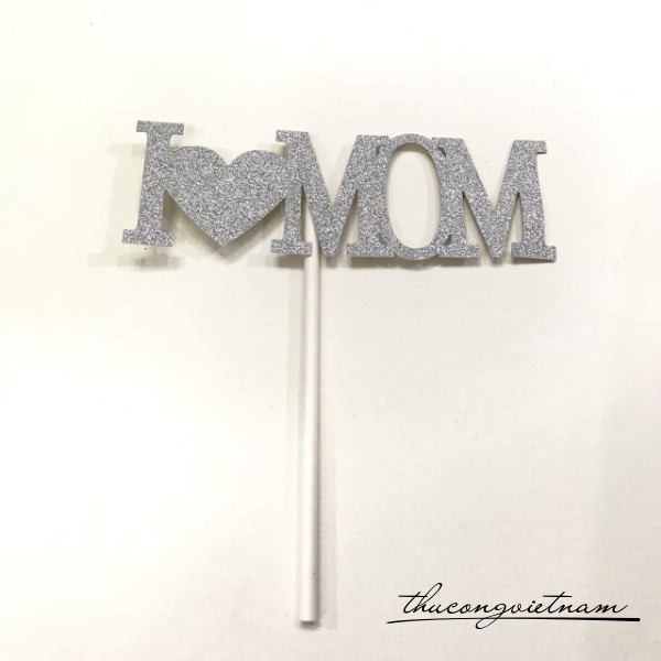 Cây ghim chữ kim tuyến I <3 MOM bạc